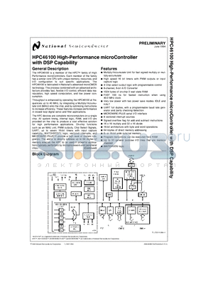 HPC46100VF40 datasheet - HPC46100 High-Performance microController with DSP Capability