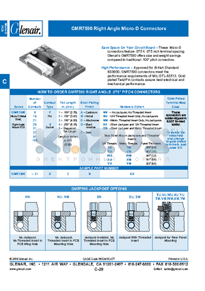 GMR7590-15P3CNU datasheet - Right Angle Micro-D Connectors