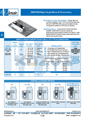 GMR7590-21P1CNM datasheet - Right Angle Micro-D Connectors