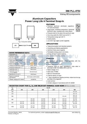 MAL209614102E3 datasheet - Aluminum Capacitors Power Long Life 4-Terminal Snap-In