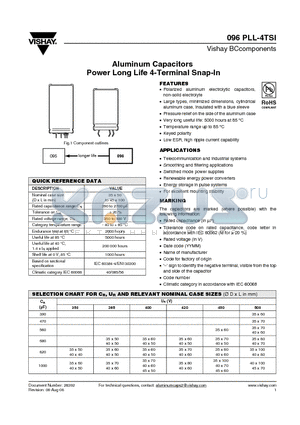 MAL209617561E3 datasheet - Aluminum Capacitors Power Long Life 4-Terminal Snap-In