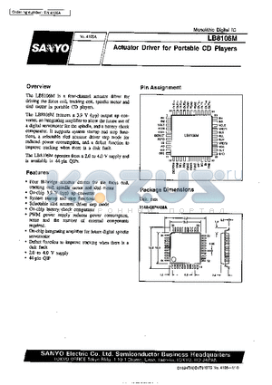 LB8106M datasheet - Actuator Driver for Portable CD Players