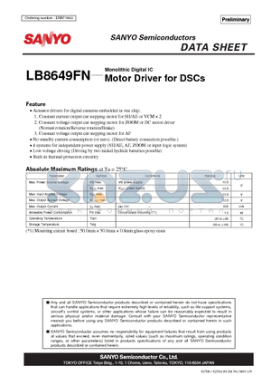 LB8649FN datasheet - Monolithic Digital IC Motor Driver for DSCs