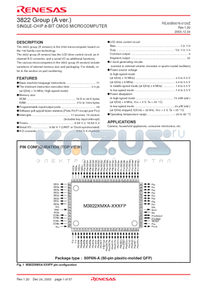 M38060M6A-XXXFP datasheet - SINGLE-CHIP 8-BIT CMOS MICROCOMPUTER