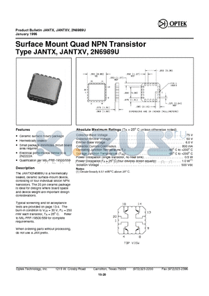 JANTX2N6989U datasheet - Surface Mount Quad NPN Transistor