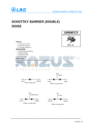 LBAS40-04LT1 datasheet - SCHOTTKY BARRIER (DOUBLE) DIODE