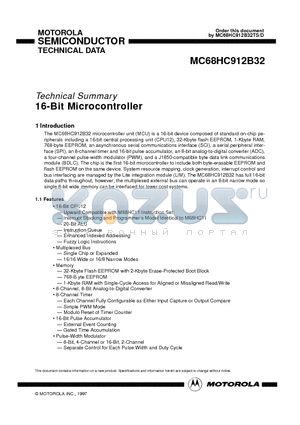 MC68HC912B32MFU8 datasheet - 16-Bit Microcontroller