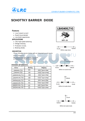 LBAS40-04LT3G datasheet - SCHOTTKY BARRIER DIODE