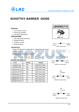 LBAS40-05LT1G datasheet - SCHOTTKY BARRIER DIODE