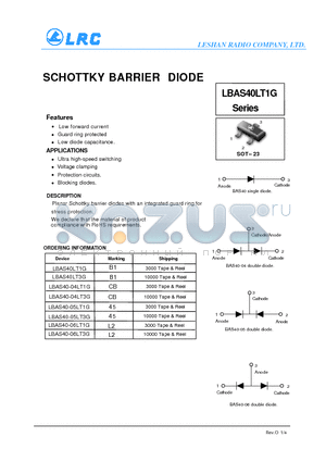 LBAS40-05LT3G datasheet - SCHOTTKY BARRIER DIODE Low forward current