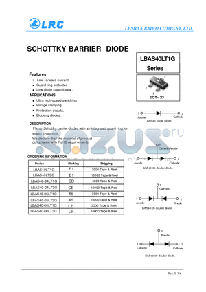 LBAS40LT1G_11 datasheet - SCHOTTKY BARRIER DIODE Low forward current