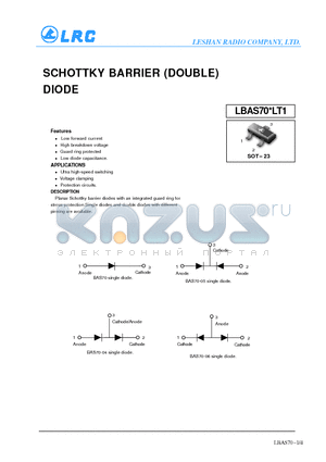 LBAS70LT1 datasheet - SCHOTTKY BARRIER (DOUBLE) DIODE