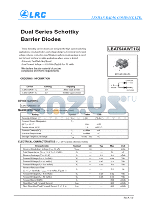 LBAT54AWT1G datasheet - Dual Series Schottky Barrier Diodes