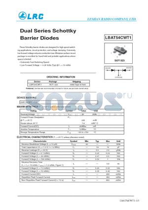 LBAT54CWT1 datasheet - Dual Series Schottky Barrier Diodes