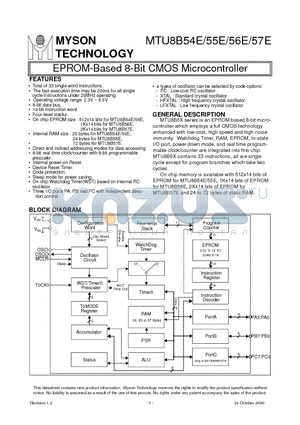 MTU8B54EP datasheet - EPROM-Based 8-Bit CMOS Microcontroller