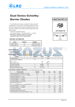 LBAT54CWT3G datasheet - Dual Series Schottky Barrier Diodes Extremely Fast Switching Speed