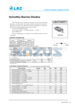 LBAT54HT1G datasheet - Schottky Barrier Diodes