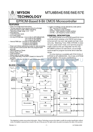 MTU8B57EM datasheet - EPROM-Based 8-Bit CMOS Microcontroller