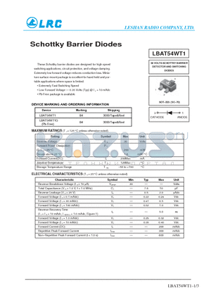 LBAT54WT1 datasheet - Schottky Barrier Diodes