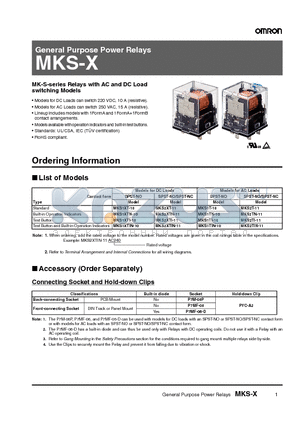 MKS1TI-10 datasheet - General Purpose Power Relays