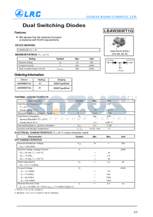 LBAW56WT3G datasheet - Dual Switching Diodes