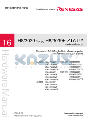 HD6433038F datasheet - 16-Bit Single-Chip Microcomputer