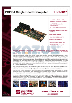 LBC-9017/3060 datasheet - PCI/ISA Single Board Computer