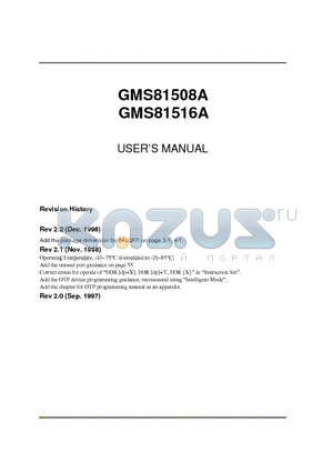 GMS81516A datasheet - USERS MANUAL