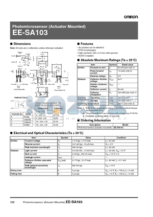 EE-SA103 datasheet - Photomicrosensor (Actuator Mounted)