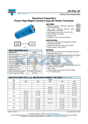 MAL210415331E3 datasheet - Aluminum Capacitors Power High Ripple Current Long Life Screw Terminals