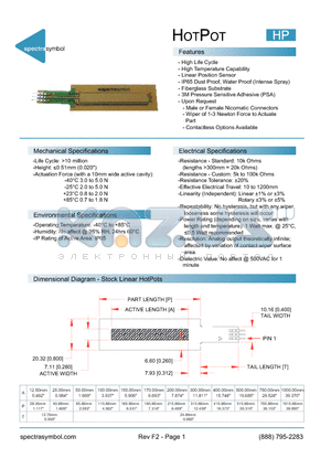 HPL00252031ST datasheet - High Life Cycle, High Temperature Capability