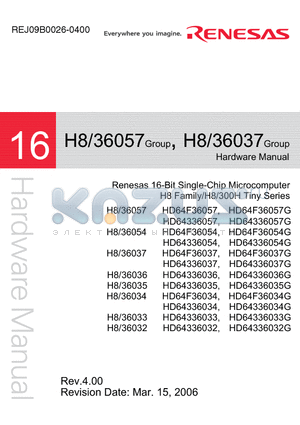 HD64336036 datasheet - Renesas 16-Bit Single-Chip Microcomputer H8 Family/H8/300H Tiny Series