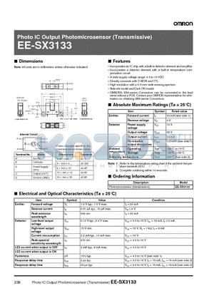 EE-SX3133 datasheet - Photo IC Output Photomicrosensor (Transmissive)