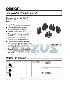 EE-SX670R datasheet - Photomicrosensor with Dark-ON Indicator in Variety of Mounting Styles