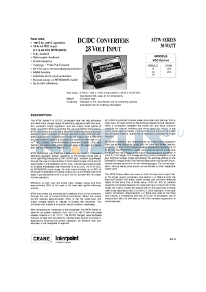 MTW2812S datasheet - DC/DC CONVERTERS 28 VOLT INPUT