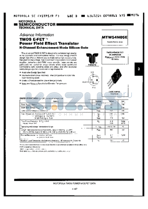 MTW54N05E datasheet - High Energy in the Avalanche and Commutation modes