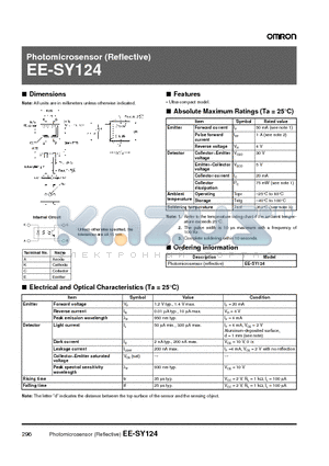 EE-SY124 datasheet - Photomicrosensor (Reflective)