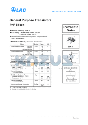 LBC856ALT1G datasheet - General Purpose Transistors PNP Silicon