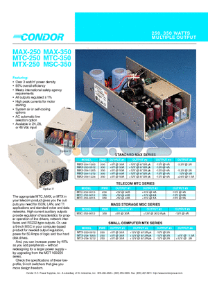 MTX-254-1205 datasheet - 250, 350 WATTS MULTIPLE OUTPUT