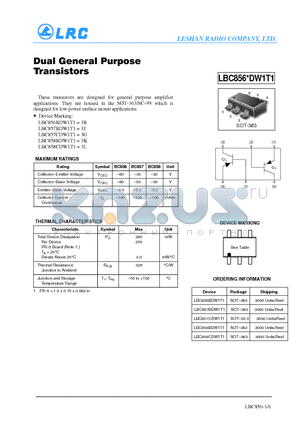 LBC856BDW1T1 datasheet - Dual General Purpose Transistors