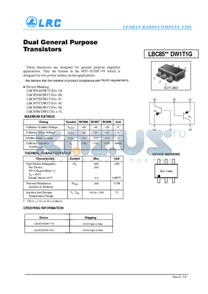 LBC856BDW1T1G datasheet - Dual General Purpose Transistors