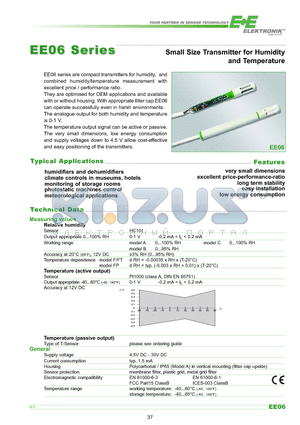 EE06-F1B1-K150 datasheet - Small Size Transmitter for Humidity and Temperature
