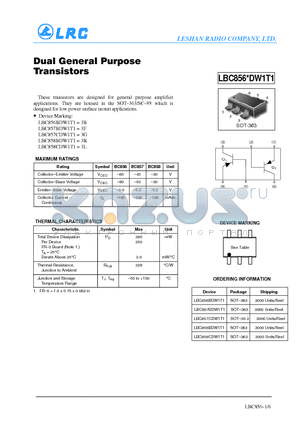 LBC858BDW1T1 datasheet - Dual General Purpose Transistors