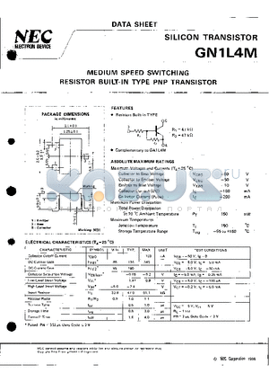 GN1L4M datasheet - MEDIUM SPEED SWITCHING RESISTOR BUILT-IN TYPE PNP TRANSISTOR