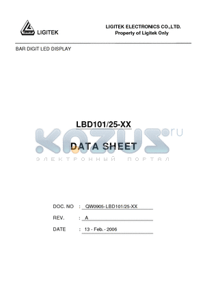 LBD101-25-XX datasheet - BAR DIGIT LED DISPLAY