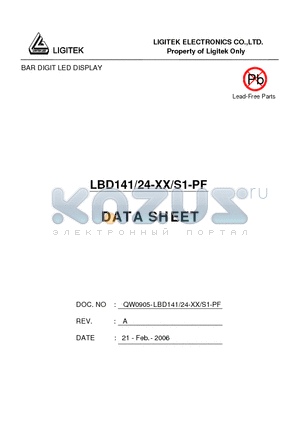 LBD141-24-XX-S1-PF datasheet - BAR DIGIT LED DISPLAY