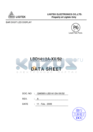 LBD141-2A-XX-S2 datasheet - BAR DIGIT LED DISPLAY