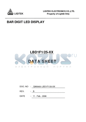 LBD1F1-25-XX datasheet - BAR DIGIT LED DISPLAY