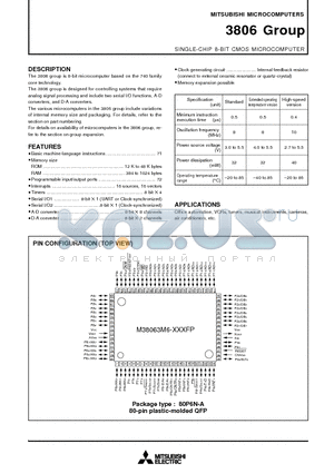 M38062M3221GP datasheet - SINGLE-CHIP 8-BIT CMOS MICROCOMPUTER