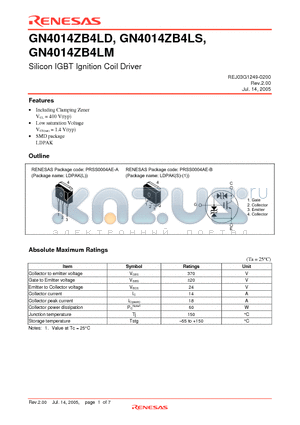 GN4014ZB4LS datasheet - Silicon IGBT Ignition Coil Driver